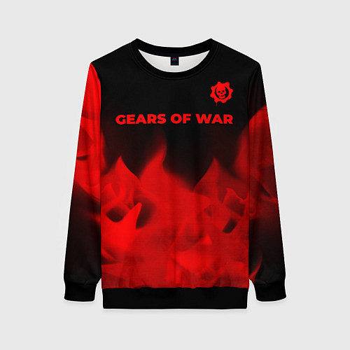 Женский свитшот Gears of War - red gradient посередине / 3D-Черный – фото 1