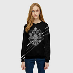 Свитшот женский Имперский герб чёрный с полосами, цвет: 3D-черный — фото 2