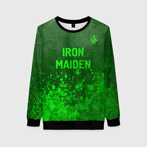 Женский свитшот Iron Maiden - green gradient посередине / 3D-Черный – фото 1