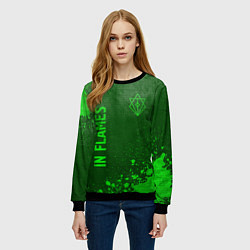 Свитшот женский In Flames - green gradient вертикально, цвет: 3D-черный — фото 2