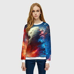 Свитшот женский Разрыв космического тела - нейроарт, цвет: 3D-белый — фото 2