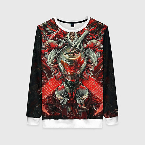 Женский свитшот Doom постер к игре / 3D-Белый – фото 1