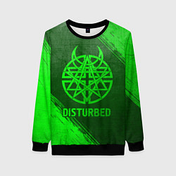 Свитшот женский Disturbed - green gradient, цвет: 3D-черный