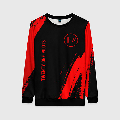 Женский свитшот Twenty One Pilots - red gradient вертикально / 3D-Черный – фото 1