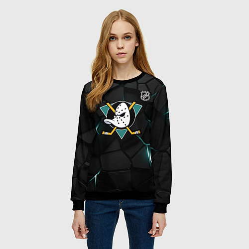 Женский свитшот Анахайм Дакс - плиты с подсветкой / 3D-Черный – фото 3
