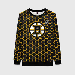Свитшот женский Бостон Брюинз - черные соты, цвет: 3D-черный