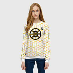 Свитшот женский Бостон Брюинз - белые соты, цвет: 3D-белый — фото 2