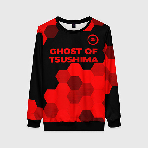 Женский свитшот Ghost of Tsushima - red gradient посередине / 3D-Черный – фото 1
