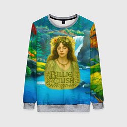 Свитшот женский Билли Айлиш на фоне природы, цвет: 3D-меланж