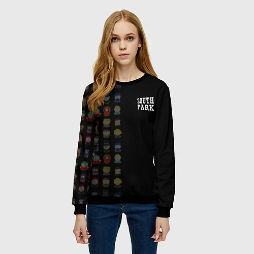 Женский свитшот Персонажи Южный парк и лого / 3D-Черный – фото 3