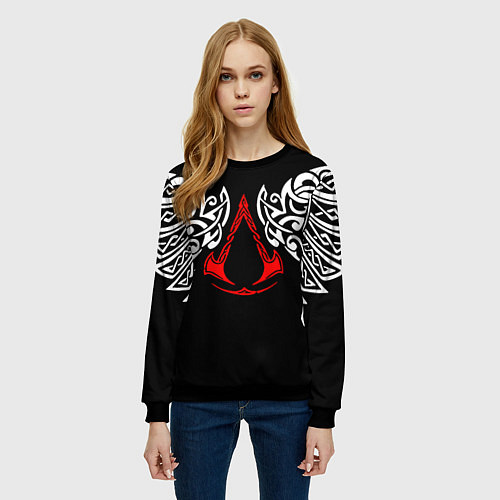Женский свитшот Силуэт ворона - Aссасинс Крид / 3D-Черный – фото 3