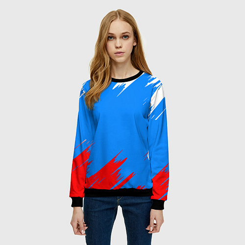 Женский свитшот Патриот Россия - флаг / 3D-Черный – фото 3