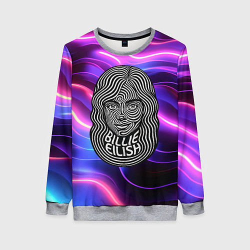Женский свитшот Портрет Билли Айлиш из линий / 3D-Меланж – фото 1