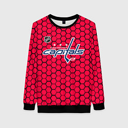Свитшот женский Вашингтон Кэпиталз - красные соты, цвет: 3D-черный