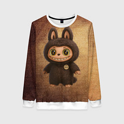 Свитшот женский Лабубу на вязаном фоне, цвет: 3D-белый