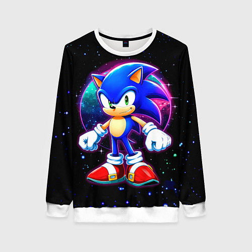 Женский свитшот Соник в космосе / 3D-Белый – фото 1