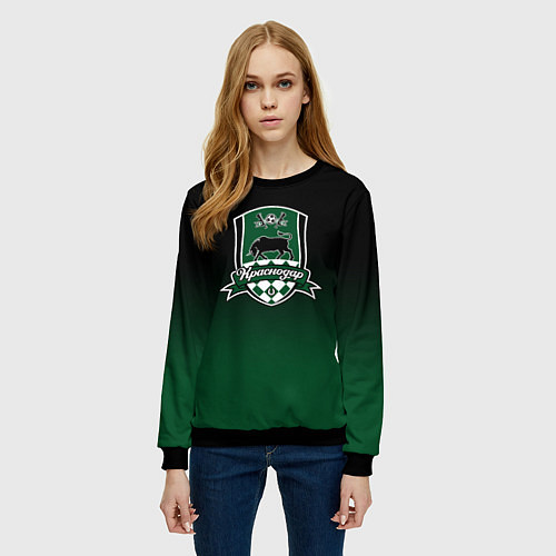 Женский свитшот ФК Краснодар - градиент / 3D-Черный – фото 3