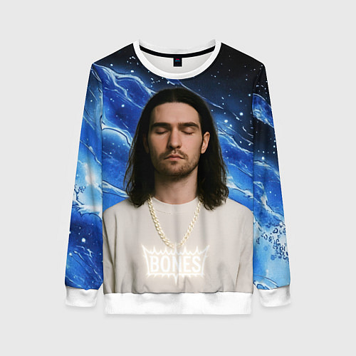 Женский свитшот Bones глаза закрыты / 3D-Белый – фото 1