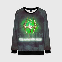 Свитшот женский Skyrim gold logo Dragonborn, цвет: 3D-черный