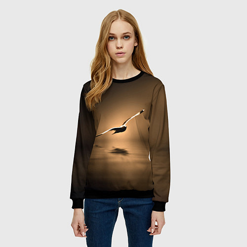 Женский свитшот Летящая птица / 3D-Черный – фото 3
