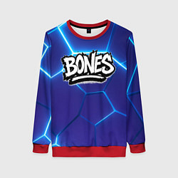 Женский свитшот Bones белое лого на синих плитах