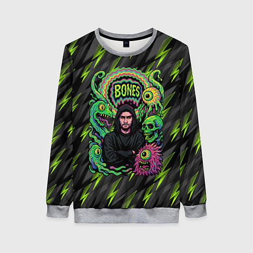 Женский свитшот Bones психоделический стиль / 3D-Меланж – фото 1