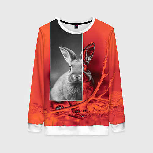 Женский свитшот Хмурый кролик / 3D-Белый – фото 1