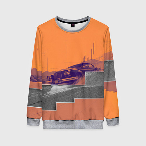 Женский свитшот Элитное авто в пустыни / 3D-Меланж – фото 1
