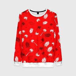 Свитшот женский Текстура красной гавайской рубашки, цвет: 3D-белый