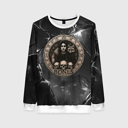 Женский свитшот Bones с лисой - готика / 3D-Белый – фото 1