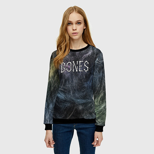 Женский свитшот Bones из костей / 3D-Черный – фото 3