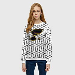 Свитшот женский Сент Луис Блюз - белые соты, цвет: 3D-белый — фото 2