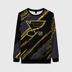 Свитшот женский Сент Луис Блюз - агрессивная текстура, цвет: 3D-черный