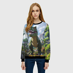 Свитшот женский Тираннозавр - Minecraft, цвет: 3D-черный — фото 2