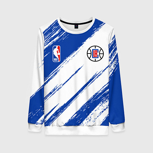 Женский свитшот Клипперс - синяя краска / 3D-Белый – фото 1