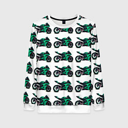 Свитшот женский Motorcycle turquoise, цвет: 3D-белый