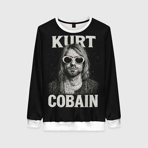 Женский свитшот Курт Кобейн - гранж-арт / 3D-Белый – фото 1