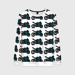 Свитшот женский Motorbike blue, цвет: 3D-белый