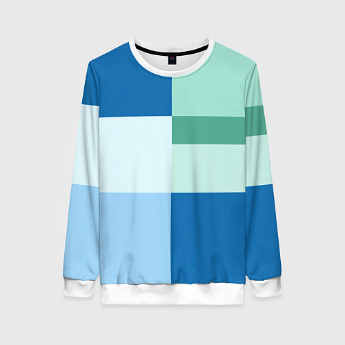Женский свитшот Мятное небо колор-блок / 3D-Белый – фото 1