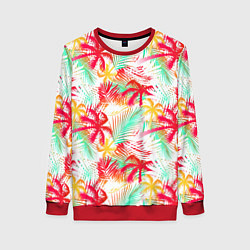 Свитшот женский Palm red yellow, цвет: 3D-красный