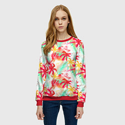 Свитшот женский Palm red yellow, цвет: 3D-красный — фото 2