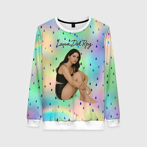 Женский свитшот Lana Del Rey сидит обняв колени / 3D-Белый – фото 1