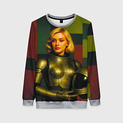 Свитшот женский Ретрофутуризм девушка в скафандре, цвет: 3D-меланж