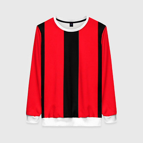Женский свитшот Color black red line / 3D-Белый – фото 1