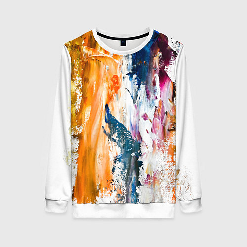 Женский свитшот Разноцветные мазки кисти на палитре художника / 3D-Белый – фото 1