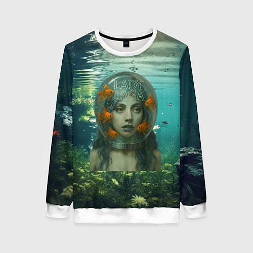 Женский свитшот Леди Гага под водой в аквариуме / 3D-Белый – фото 1
