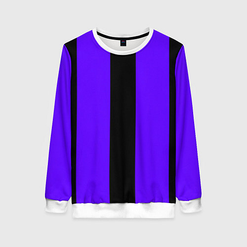 Женский свитшот Color purple black stripes / 3D-Белый – фото 1