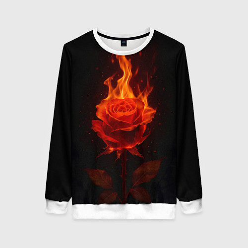 Женский свитшот Flaming rose / 3D-Белый – фото 1