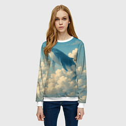 Свитшот женский Кит в облаках, цвет: 3D-белый — фото 2