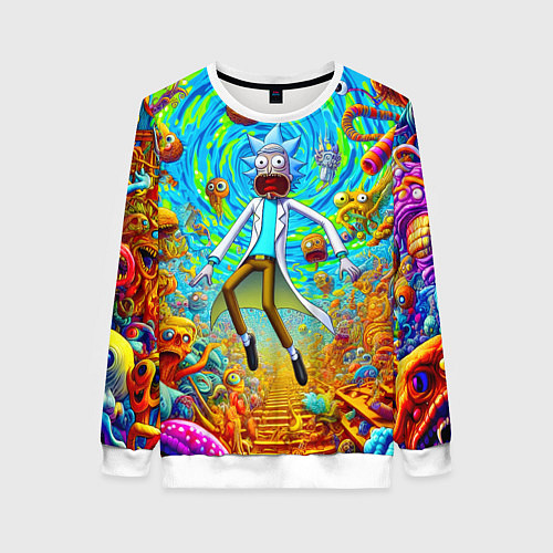 Женский свитшот Кошмарный сон Рика Санчеса - нейроарт фантазия / 3D-Белый – фото 1
